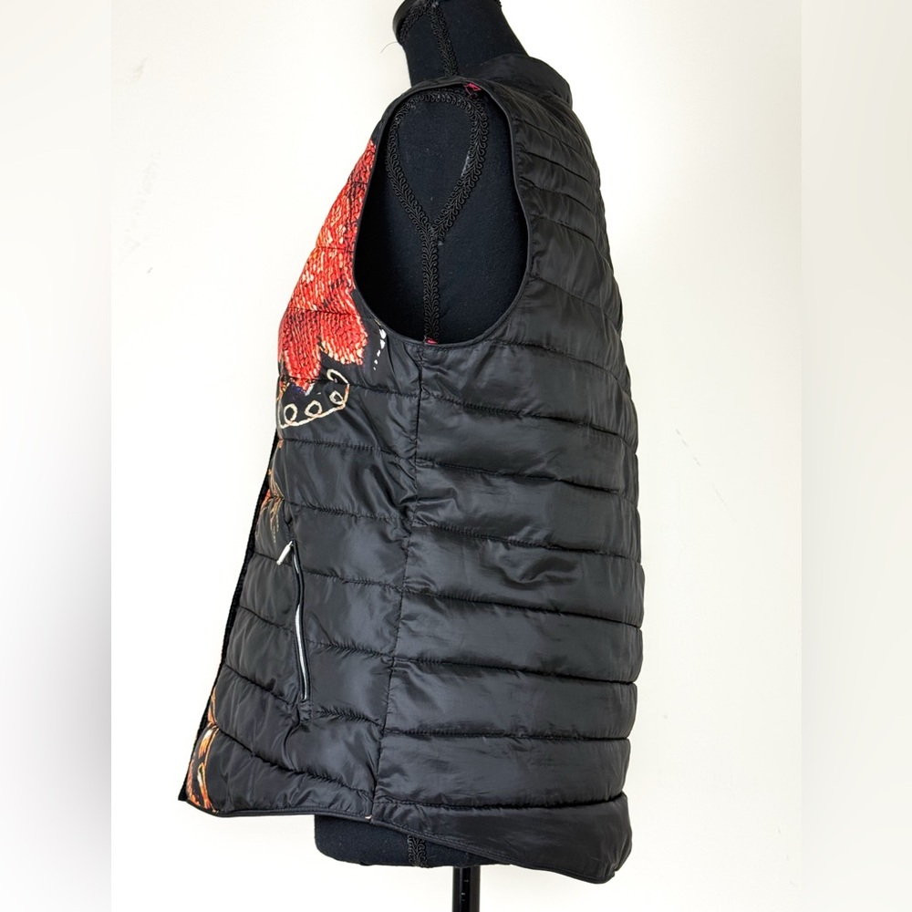 Desigual Floral Puffer Snap On Vest-XL - Picture 3 of 9